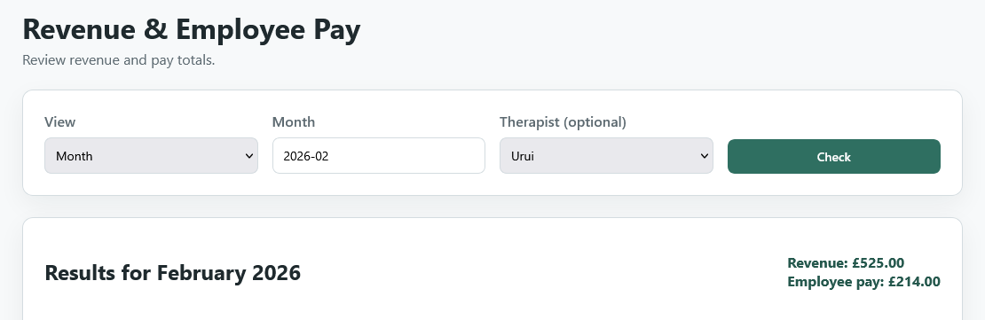 Revenue report by employee