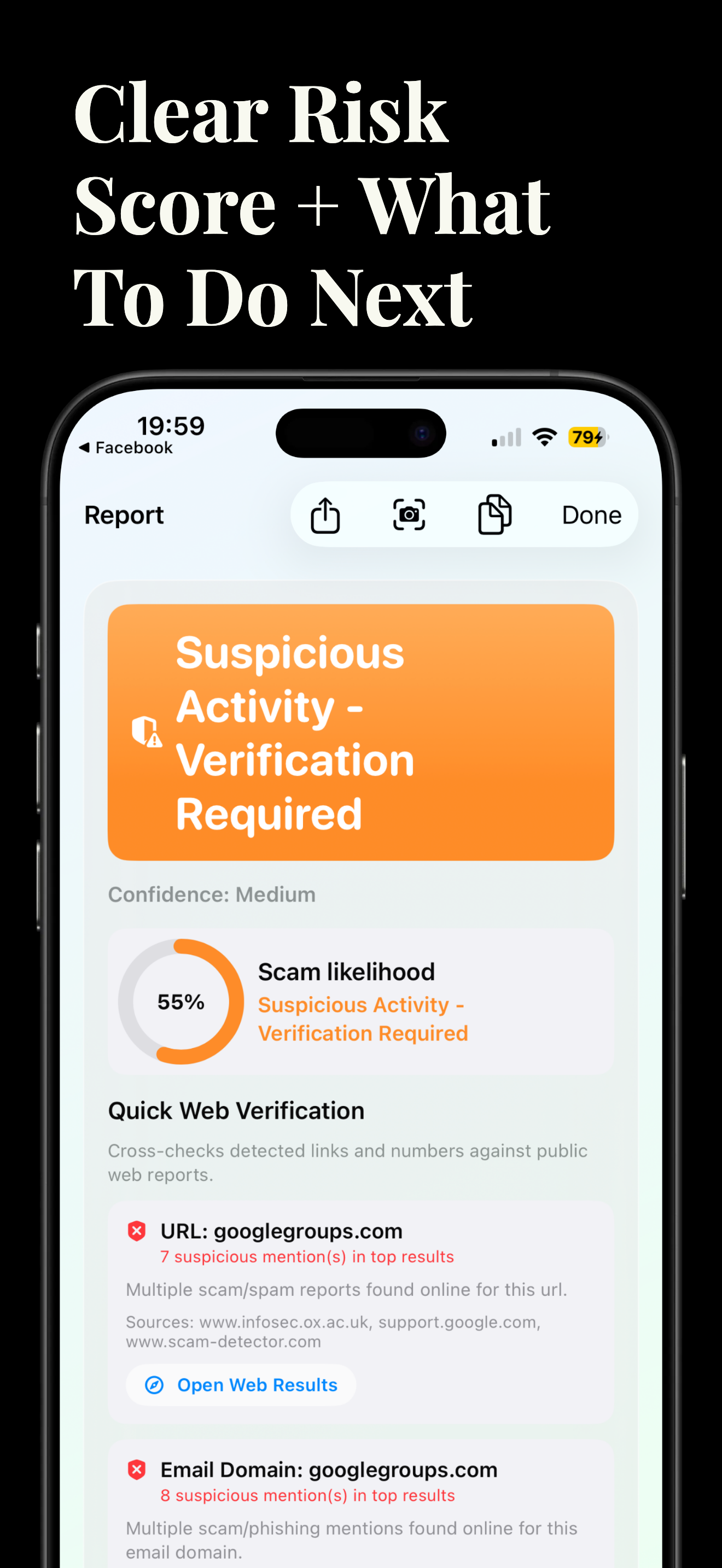 SafeProof — Risk Score screen