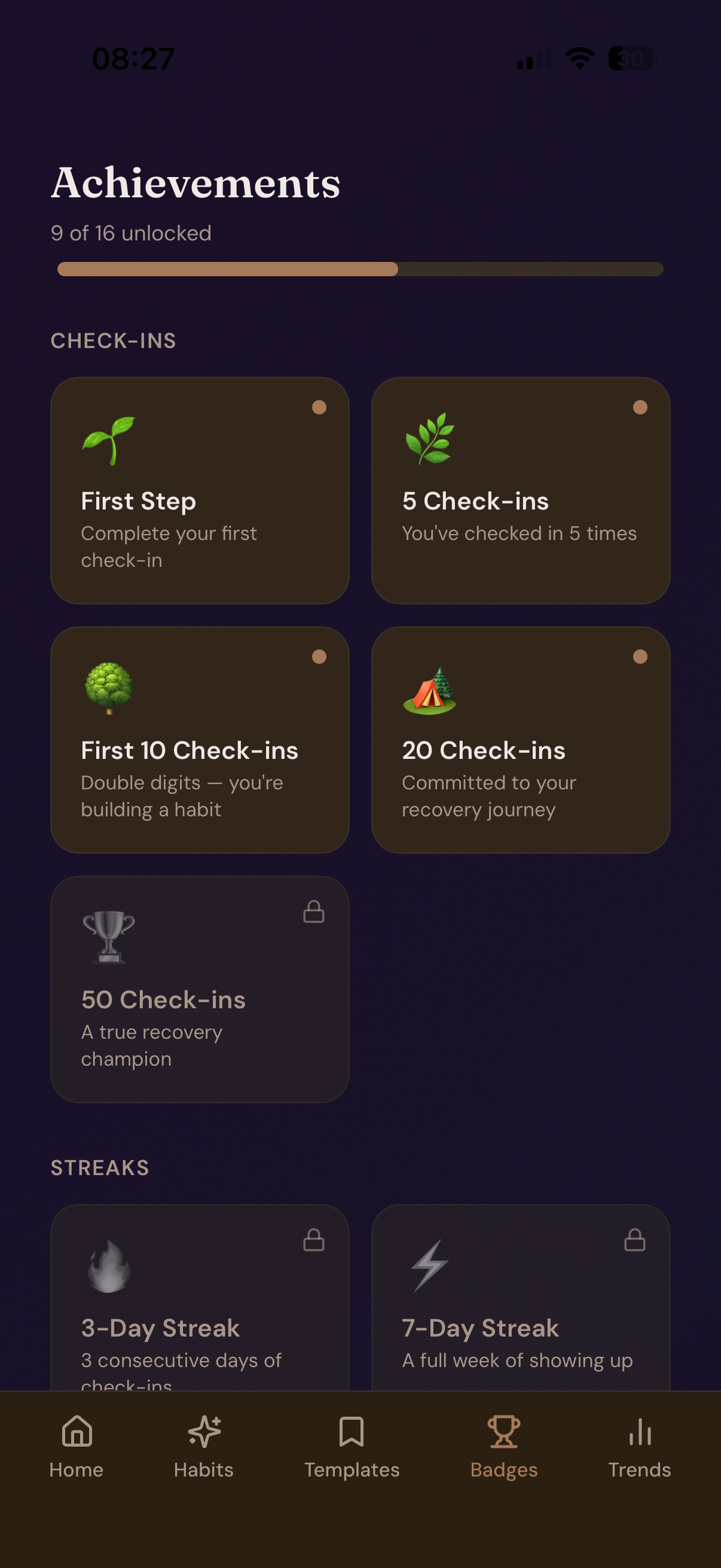 SoftDay — Habit Tracker screen