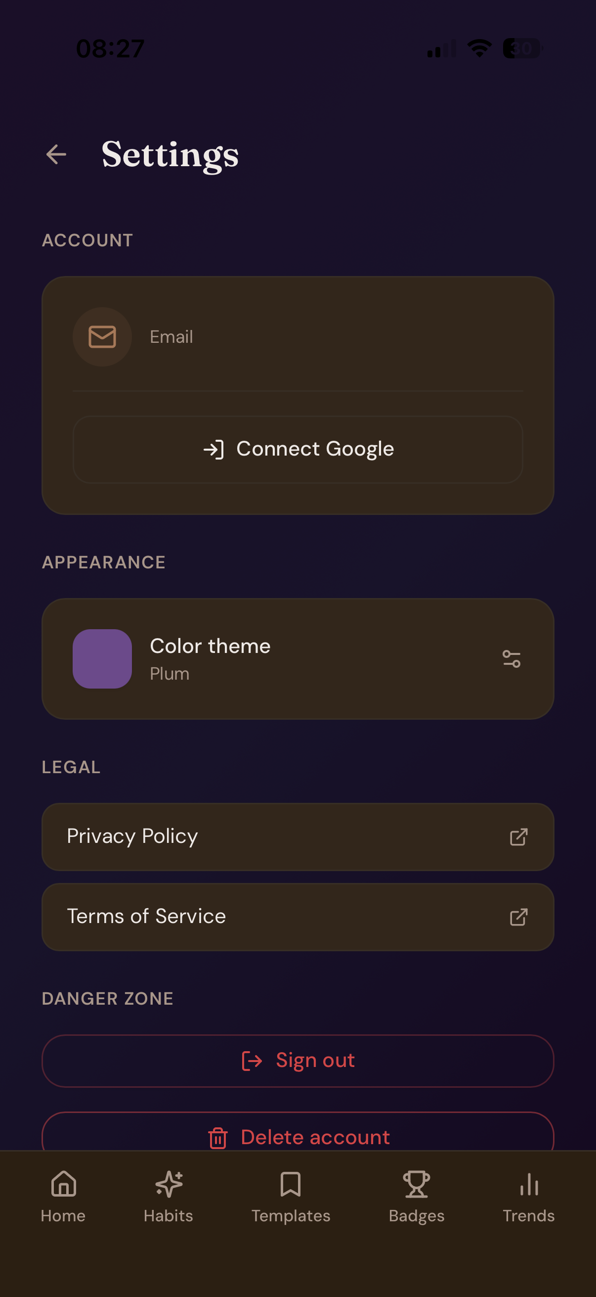 SoftDay — Routines screen