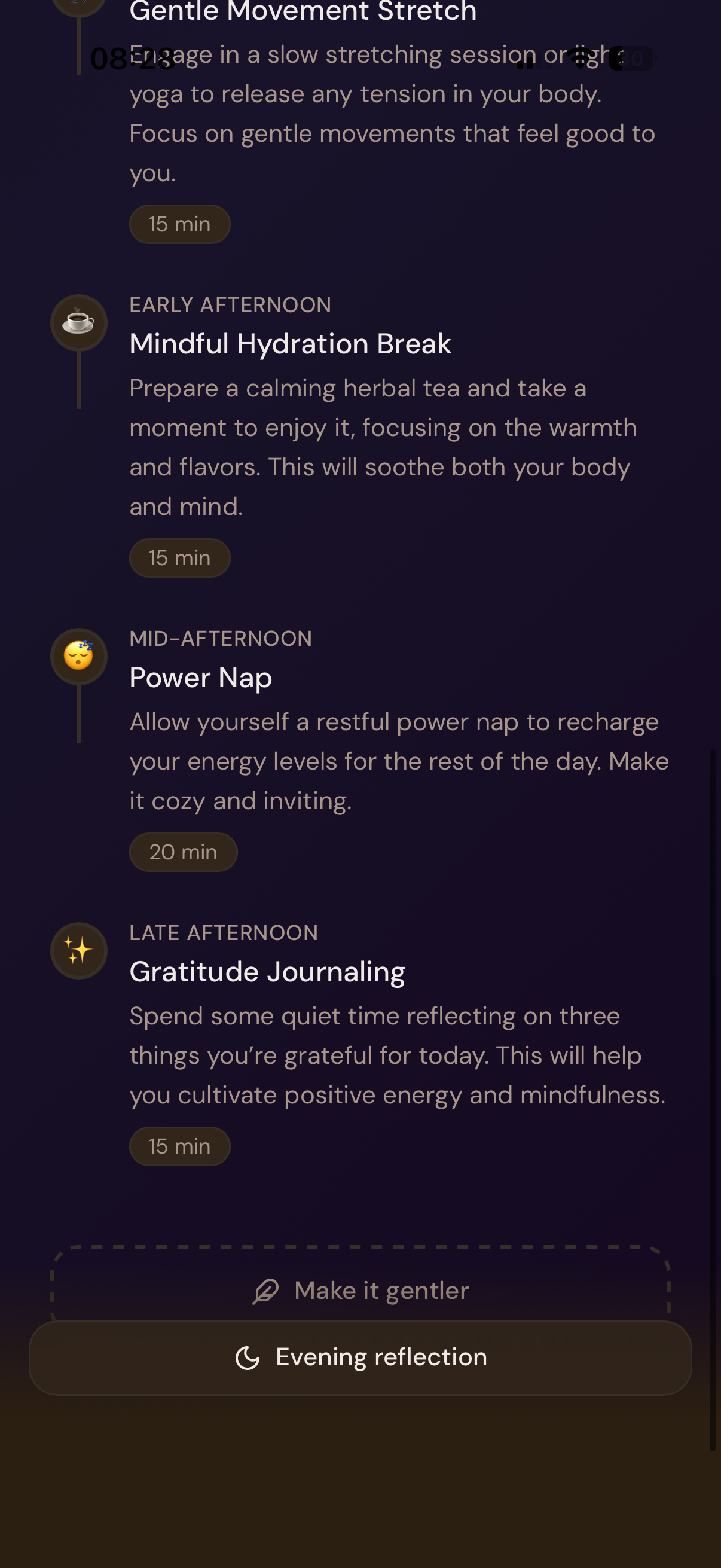 SoftDay — Settings screen