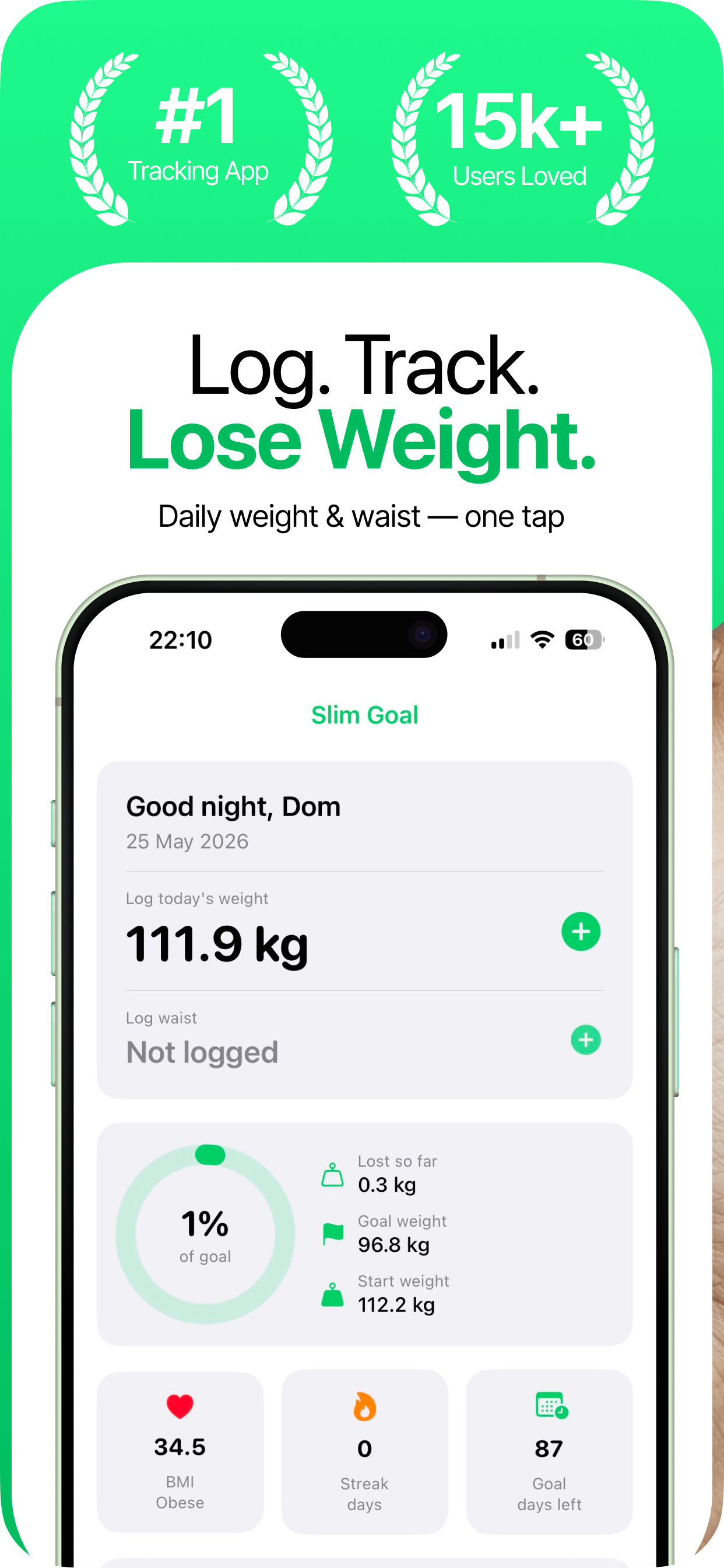 Slim Goal home screen